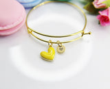 Best Valentine's Day Gift, Sweet Bracelet Gift, Yellow Heart Bracelet, Personalized Birthday Gift, N4306