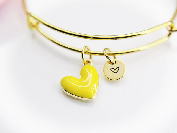 Best Valentine's Day Gift, Sweet Bracelet Gift, Yellow Heart Bracelet, Personalized Birthday Gift, N4306