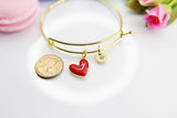 Best Valentine's Day Gift, Sweet Bracelet Gift, Red Heart Bracelet, Personalized Birthday Gift, N4308