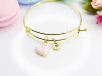 Best Valentine's Day Gift, Sweet Bracelet Gift, Pink Heart Bracelet, Personalized Birthday Gift, N4309