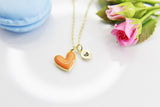 Best Valentine's Day Gifts, Sweet Gifts, Orange Heart Necklace, Personalized Birthday Gift, N4312