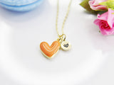 Best Valentine's Day Gifts, Sweet Gifts, Orange Heart Necklace, Personalized Birthday Gift, N4312