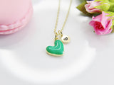 Best Valentine's Day Gifts, Sweet Gifts, Green Heart Necklace, Personalized Birthday Gift, N4315