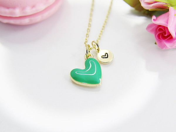 Best Valentine's Day Gifts, Sweet Gifts, Green Heart Necklace, Personalized Birthday Gift, N4315