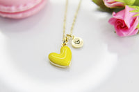 Yellow Heart Necklace, Personalized Birthday Gift, N4316