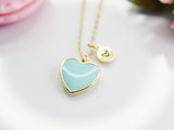 Heart Necklace, Blue, Pale Turquoise Sweet Necklace Gifts, Personalized Birthday Gift, N4325