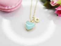 Heart Necklace, Best Valentine's Day Gifts, Pale Turquoise Sweet Necklace Gifts, Personalized Birthday Gift, N4325