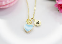 Heart Necklace, Best Valentine's Day Gifts, Sky Blue, Sweet Necklace Gifts, Personalized Birthday Gift, N4330