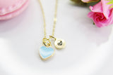 Heart Necklace, Best Valentine's Day Gifts, Sky Blue, Sweet Necklace Gifts, Personalized Birthday Gift, N4330