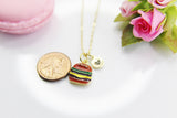 Hamburger Necklace, Foodie Necklace Gifts, Best Birthday Gifts, Personalized Initial Gift, N4343