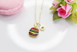 Hamburger Necklace, Foodie Necklace Gifts, Best Birthday Gifts, Personalized Initial Gift, N4343