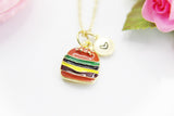 Hamburger Necklace, Foodie Necklace Gifts, Best Birthday Gifts, Personalized Initial Gift, N4343