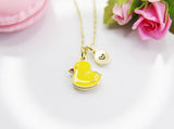 Duck Necklace, Cute Yellow Duckling Bird Necklace Gifts, Best Graduation Gift, Birthday Gifts, Personalized Initial Gift, N4353