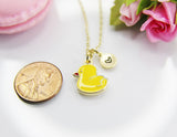 Duck Necklace, Cute Yellow Duckling Bird Necklace Gifts, Best Graduation Gift, Birthday Gifts, Personalized Initial Gift, N4353
