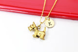 Terrier Necklace, Gold Terrier Domestic Animal Dog Charm Necklace, Best Birthday Gifts, Retirment Gifts, Personalized Initial Gift, N4365