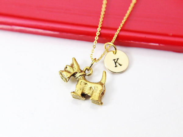 Terrier Necklace, Gold Terrier Domestic Animal Dog Charm Necklace, Best Birthday Gifts, Retirment Gifts, Personalized Initial Gift, N4365