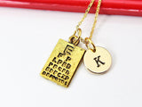 Eye Chart Necklace, Gold Eye Chart Necklace, Best Birthday Gift, Retirment Gift, Personalized Initial Gift, N4369