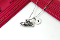 Jet Ski Necklace, Jet Ski Charm Water Sport Jewelry Gifts, Best Birthday Gift, Christmas Gift, Personalized Initial Gift, N4384