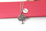 Tree Necklace, Tree Charm Jewelry Gifts, Best Birthday Gift, Christmas Gift, Personalized Initial Gift, N4385