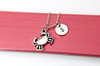 Crab Necklace, Crab Charm, Ocean Beach Jewelry Gift, Personalized Initial Gift, N4394