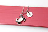 Crab Necklace, Crab Charm, Ocean Beach Jewelry Gift, Personalized Initial Gift, N4394