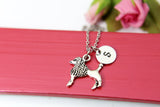 Dog Necklace, Poodle Dog Charm, Dog Lover Pet Jewelry Gift, Personalized Initial Gift, N4395