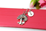 Mushroom Necklace, Silver Mushroom Charm, Mushroom Spring Nature Forest Jewelry Gift, Personalized Initial Gift, N4398