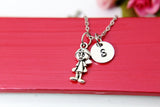 Boy Necklace, Silver Boy Charm, Boy Jewelry Gift, Personalized Initial Gift, N4407