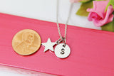 Star Necklace, Silver Star Charm, Star Hope Motivation Jewelry Gift, Personalized Initial Gift, N4418