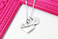 Godmother Necklace, Godmother Heart Charm, Godmother Jewelry Gift, Personalized Initial Gift, N4430