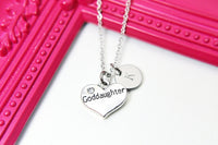 Godmother Necklace, Godmother Heart Charm, Godmother Jewelry Gift, Personalized Initial Gift, N4430