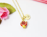 Pomegranate Necklace, Pomegranate Charm, Pomegranate Jewelry Gift, Personalized Initial Gift, N4432