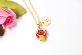 Pomegranate Necklace, Pomegranate Charm, Pomegranate Jewelry Gift, Personalized Initial Gift, N4432