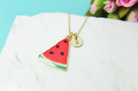 Watermelon Necklace, Gold Necklace, Summer Jewelry Gift, Personalized Initial Gift, N2099F