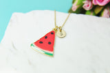 Watermelon Necklace, Gold Necklace, Summer Jewelry Gift, Personalized Initial Gift, N2099F