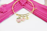 Gold Peach Pink Heart Bracelet, Girlfriend Gift from Boyfriends, Personalized Initial Gift, N4471