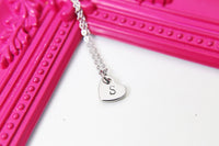Initial Heart Necklace, Personalized Initial Gift, N4475