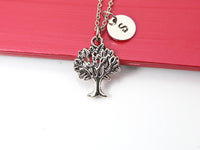 Tree Necklace, Tree Charm Jewelry Gifts, Best Birthday Gift, Christmas Gift, Personalized Initial Gift, N4385