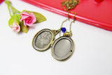 Best Christmas Gift for Mom, Grandmother, Great Grandma, Aunt, Rose Gold Silver Bronze Necklace, Flower Locket, Keepsake Photo Frame, N4478
