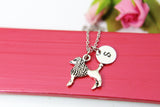 Dog Necklace, Poodle Dog Charm, Dog Lover Pet Jewelry Gift, Personalized Initial Gift, N4395