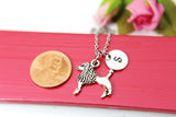 Dog Necklace, Poodle Dog Charm, Dog Lover Pet Jewelry Gift, Personalized Initial Gift, N4395