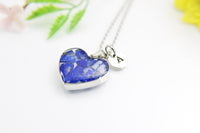 Lapis Lazuli Necklace, Heart, Natural Gemstone Jewelry, N4492