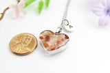 Carnelian Necklace, Heart Carnelian Natural Gemstone Jewelry, N4493