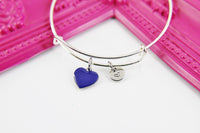 Heart Bracelet, Silver Hypoallergenic Bangle, Girlfriend Gift, Best Friend Gifts, Personalized Initial Gift, N4495