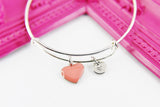 Heart Bracelet, Silver Hypoallergenic Bangle, Girlfriend Gift, Best Friend Gifts, Personalized Initial Gift, N4500