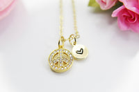 Peace Necklace, Gold Necklace, Dainty Necklace, N4505