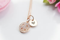 Peace Necklace, Rose Gold Necklace, Dainty Necklace, N4506