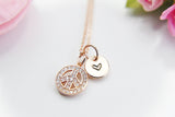 Peace Necklace, Rose Gold Necklace, Dainty Necklace, N4506