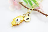 Hamsa Evil Eye Necklace, Gold Necklace, Dainty Necklace, N4509