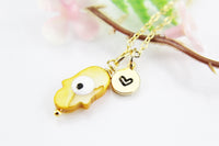 Hamsa Evil Eye Necklace, Gold Necklace, Dainty Necklace, N4509